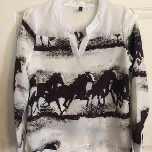 Z & I Women's Tunic Horse Scene L/S Size M